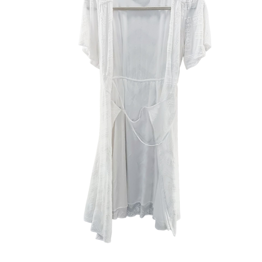 Astr The Label Wrap Dress White Embroidered Side Tie Sz S Cottagecore Boho Chic - Picture 5 of 10